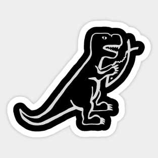 Dinosaur Eating a Fish Sticker